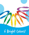 Colorful jumbo tweezers for fine motor play, sensory bin tools and Montessori grabber, displayed in six bright colors.