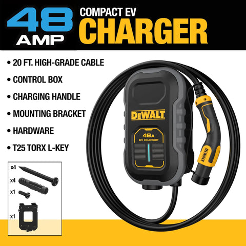Compact Level 2 EV Charger 48 Amp 240V Hardwired Charging Station With App Control Bluetooth And Wi Fi Garage Ready