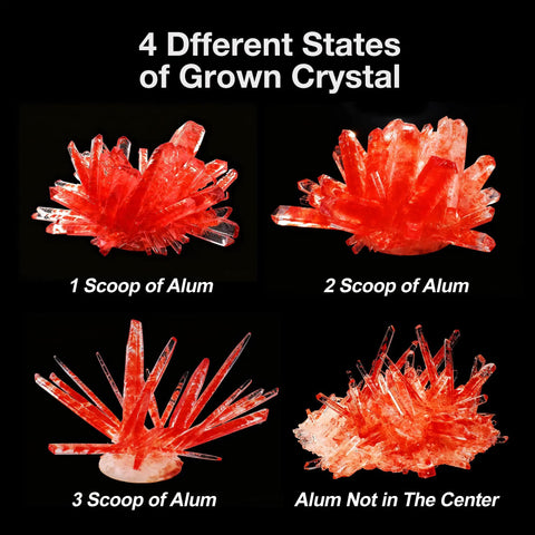 Light Up Crystal Growing Kit for Kids With LED Night Light Base Grow Six Vibrant Crystals In Five To Seven Days, four crystal growth stages