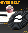 Dryer Repair Kit Replacement Drum Roller Belt And Idler Pulley Set 4581EL2002C 4581EL2002A 4581EL2002H showing 92 inch length belt