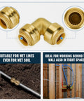1/2 Inch Push-Fit Fittings Bulk Pack No Lead Brass Elbow 90 Degree for PEX Copper CPVC, suitable for wet lines and tight spaces