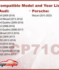 Compatible model list for Cabin Air Filter Replacement For Audi A4 A5 Q5 S4 S5 SQ5 RS5 And Porsche Macan 2015 To 2025
