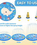 Epic 69 Inch Non Slip Splash Pad For Toddlers 1 To 3 With Learning Mat Water Play Backyard Pool Toy For Kids And Pets Blue