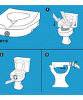 Heavy Duty Raised Toilet Seat With Handrails For Seniors And Handicap Assist Elongated Riser installation guide illustrations.