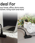 8 Ft 3 Outlet Flat Extension Cord with Grounded 3 Prong Plug Right Angle Flat Design 16 Gauge Power Strip for Indoor Office Use UL Listed Black