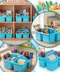 24 Pack Classroom Caddies Bulk With 3 Compartments And Easy Grip Handle Plastic Stackable Storage Caddies For Pencils