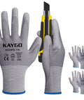 Cut Resistant Gloves PU Coated Three Pairs ANSI A2 Lightweight Safety Work Gloves For Industrial And Construction Use Medium Gray