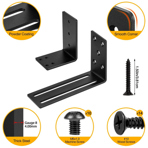 Two Pack Heavy Duty Barricade Brackets For Security Door Reinforcement Drop Open Bar Holder Steel U Bracket In 4.0mm Thick Steel