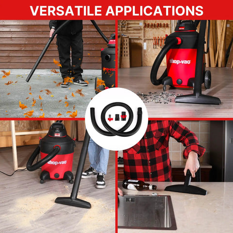 Beefy 8 Ft Universal Vacuum Hose 2.5 Inch Heavy Duty Replacement Hose For Rigid DeWalt Husky Craftsman Bauer Masterforce Vacuums shown in use.