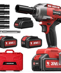 Heavy Duty Cordless Impact Wrench With Beefy Torque And No Sweat Operation 1350 Nm High Output Battery Powered, with accessories.