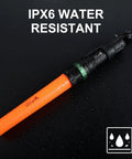Two Pack 11 Inch LED Signal Traffic Wand Flashlight 250 Lumen Red Flashing Mode with orange finish and water resistance.