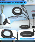 12X Magnifying Glass With Light And Stand featuring adjustable gooseneck, LED lights, and sturdy metal base on desk