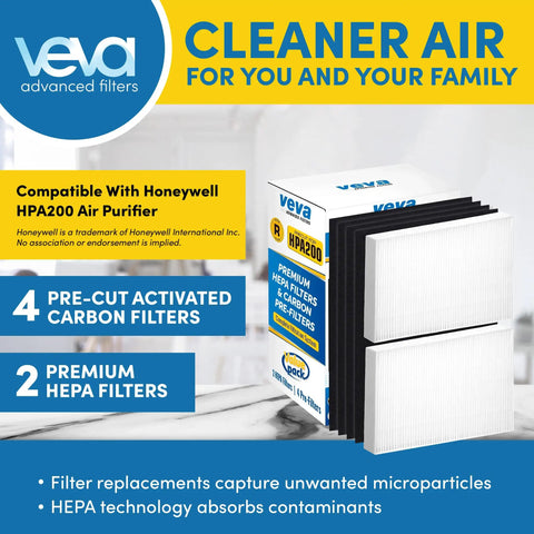 Replacement Filter Pack For Air Purifier, Two HEPA Filters And Four Activated Carbon Pre-Filters, Compatible With HPA200 Series