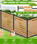 No Dig Outdoor Privacy Screen For AC Unit And Yard Gear, single panel metal fence, weatherproof, shown with a playful dog