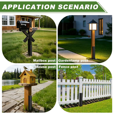 4 Pack Fence Post Repair Kit With 3mm Thick 11 Gauge Galvanized Steel Anchors And 33.6 Inch Heavy Duty H Shape Ground Spikes for posts