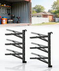 Heavy Duty Container Hanging Shelves 2 Pack No Drill Vertical Storage Racks For Building Materials And Workshop Tools, black steel racks.