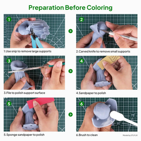 Step-by-step guide for using All In One 3D Printing Miniatures Painting Kit With Premium Paints, Finishing Tools, Coloring Implements