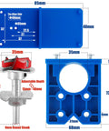 Blue Yakamoz 35mm concealed hinge jig kit by Amazon with adjustable depth carbide Forstner drill bit and mounting guide