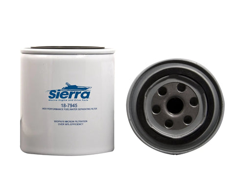 10 Micron Fuel Water Separator Filter For Mercury MerCruiser And Yamaha Outboards, Sierra 18-7945 front and side view