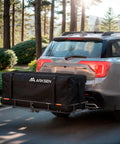 SUV with Beefy 60 Inch Hitch Cargo Carrier Basket, 23 Inch Wide By 5.5 Inch Deep, 2 Inch Receiver, 500 Lb Capacity, on forest road