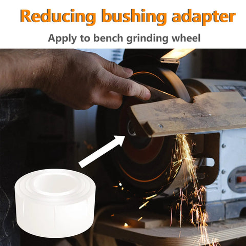 Reducing Bushing Adapters For Bench Grinding Wheels 8 Piece Kit 2 Sets Four Size Options To Fit One Half Inch, Five Eighth Inch, Three Quarter Inch, And One Inch Inner Diameters Ideal For Upgrading Your Bench Grinder And Dialing In A Precise Pro Grade Fit. plastic reducing bushing adapter for bench grinding wheel on grinder