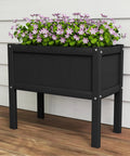 Raised Garden Bed With Drainage Hole Waterproof HDPE Elevated Planter Box With Legs tough for herbs, vegetables, flowers, black.