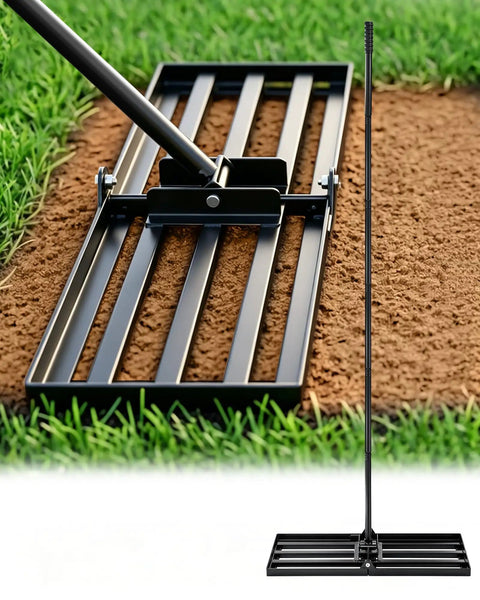 Lawn Leveling Rake 30 Inch Wide Plate For Quick Yard Smoothing, Pro Grade Heavy Duty Ground Leveler