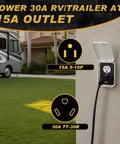 Rugged 15 To 30 Amp Rv Power Adapter Nema 5-15P To Tt-30R Plug In Converter For Home Outlet And Travel Trailer Black, 15A outlet.