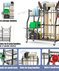 Garden Tool Organizer With Wheels Rolling Cart For Garage And Shed Large Upright Stand For Rakes Shovels And Long Handled Yard Tools Indoor Outdoor Storage with multiple slots and shelves