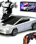 Cybertruck RC Toy Car For Kids 2 In 1 Vehicle With 2.4GHz Remote Lights Dual Batteries 360 Degree Rotation And Drift Easy One Button Switch Between Truck And Robot Kid Friendly Totally Ready Remote Control Car