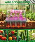 Seed Starter Tray With Grow Light And Heat Mat Thermostat, plants under humidity dome, cherry tomato, chili, cucumber, flower