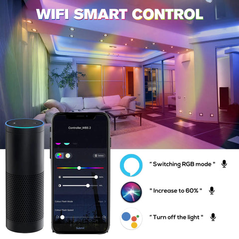 RGB CCT LED Controller Kit R1 S1 for 12-24V LED Strips, 180W-360W, RF Wireless Remote Control, 5-In-1 WiFi Controller Compatible With Alexa, Google Home, Smart Life and Tuya Smart App Control