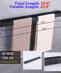 Matte Black 2 Piece Bathroom Hardware Set with 24 Inch Towel Bar and Towel Ring, SUS 304 Stainless Steel, Wall Mounted