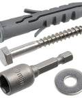 Nylon Flange Dowels Kit With Stainless Steel Screws, Washers And Hex Bit, Includes 10 D10x50 Dowels, 10 D6x50 Screws, 10 A2 Washers