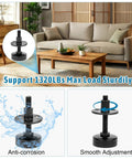 Heavy Duty Furniture Leveling Feet M8 Thread With T Nut Kit Adjustable Levelers in living room setup, anti-corrosion feature