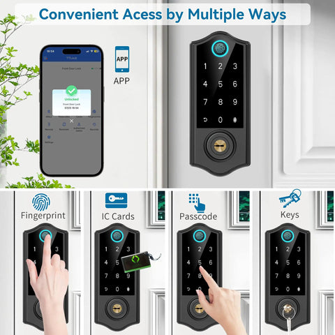 Slick Touch Fingerprint Smart Door Lock With Heavy Duty Handle Set For Front Doors Featuring No Hustle App Control Auto Lock And Killer Keypad Entry For Built Different Home Security