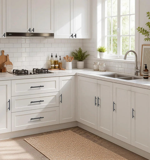 Modern kitchen with 10 pack matte black 2 inch T bar cabinet knobs stainless steel single hole kitchen cabinet handles