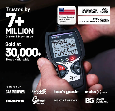 User holding Easy No Fuss Check Engine Code Reader And Scanner For 1996 And Later OBDII Cars That Reads And Clears Diagnostic Trouble Codes.