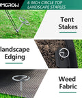 120 Pack of 6-Inch Landscape Staples With Circle Top Galvanized Steel Spikes for tents, edging, and weed fabric