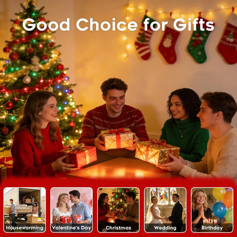 Group celebrating with Amber LED Flameless Pillar Candles With Remote Timer 5 Pack - 3D Wicks Flickering Warm Glow Acrylic Candles
