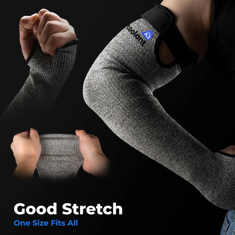 Cut Resistant Arm Sleeves With Thumb Hole, Heavy Duty HPPE Guard For Gardening, Cooking, Welding, Pet Grooming, Grey, 1 Pair