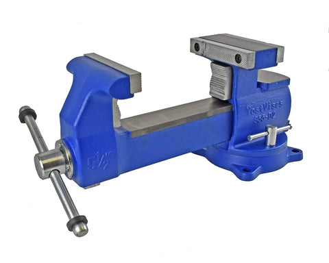 Beefy Industrial Grade Reversible Vise With Five Point Five Inch Jaws Heavy Duty Ductile Iron Castings 360 Degree Swivel Base