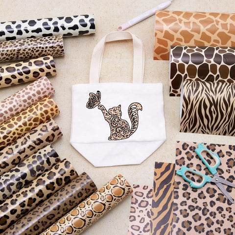 Leopard Heat Transfer Vinyl Kit With 16 Sheets 12 By 10 Inch Boho Leopard HTV Animal Print Iron On Vinyl For T Shirts And DIY Craft Projects