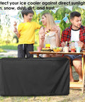 80 Quart Rolling Cooler Cart Cover Outdoor Patio Protector Fits 32x18x32 And 36x21x32 Heavy Duty Polyester Weatherproof Shield on grass