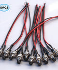 Momentary Push Button Switch 2 Pin SPST Normally Open Mini Round 7mm Black Button with pre-soldered wires, 10-pack