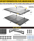 Diagram of Two Pack 2x3ft Adjustable Metal Garage Wall Shelves Heavy Duty Wall Mounted Storage Racks Black Perforated Steel Panels with parts list.
