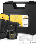Fifteen Degree Two And A Half Inch Coil Siding Nailer with carrying case, safety glasses, and accessories included.