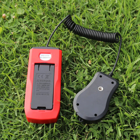 Easy-Read Pro-Grade Digital Lux Meter For Photography And Studio Lighting, Measures 0 To 200000 Lux (Lux/FC) With Clear Readout, Ideal For Photo Shoots, Office, Lab, Stage, And Horticulture Lighting Control, red handheld meter with coiled sensor