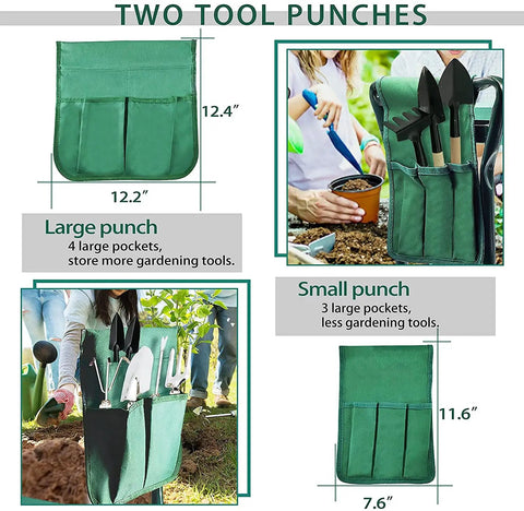 Foldable Garden Kneeler And Seat With Tool Pouches, showing green pockets for gardening tools, suitable for yard work.