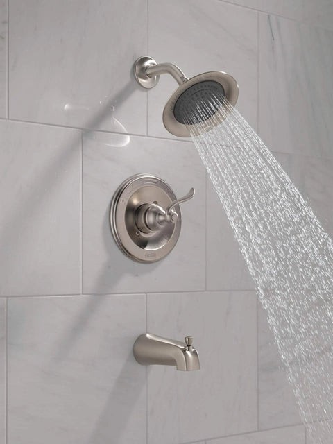 Brushed Nickel Tub And Shower Faucet Trim Kit With Shower Head And Handle Stainless BT14496-SS Finish Valve Trim Included